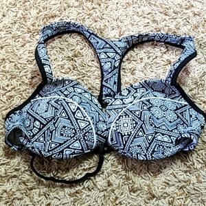 Xhiliration Black & White Swim Top SZ M